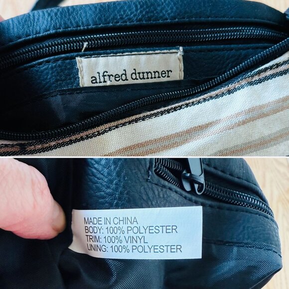 Alfred Dunner Shoulder Bag Beige Brown Striped Organizer Style Purse Pockets - Picture 2 of 11